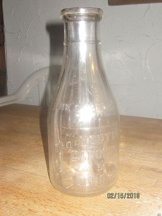 Vintage Trep North Carolina 5 Cent Deposit Embossed Glass Pint Milk Bottle