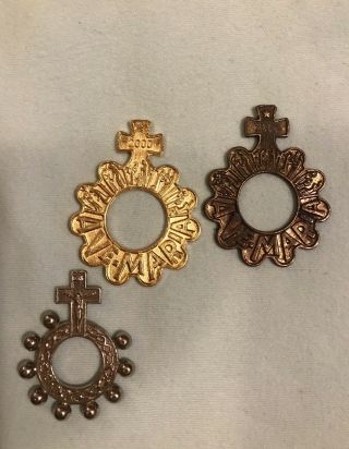 3 Vintage Catholic Rosary Rings Ave Maria