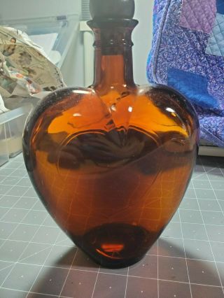 Vintage Paul Masson Amber Glass Heart Shaped Bottle Stopper 2