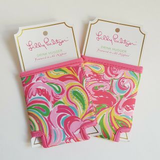 Lilly Pulitzer Set Of 2 Drink Huggers All Nighter Can Cooler Koozie Cozy