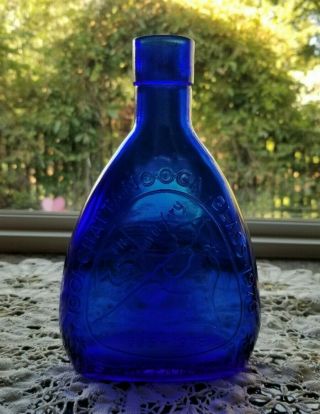 Cobalt Blue Glass Bottle 7 - 2/3 " Chattanooga Glass 1976 Blue Triangle Bottlle