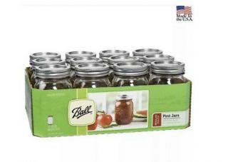 12 Pack 16 Oz Glass Mason Pint Jars With Lids And Bands Regular Mouth
