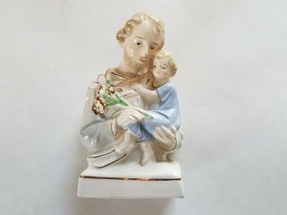 Vintage St.  Joseph And Baby Jesus Porcelain Figurine Bust 6 " Tall X 4 " Wide