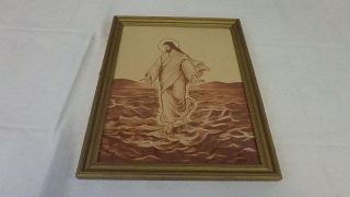 Framed Vintage Jesus Christ Walking On Water Art Print 8 " X 10 "