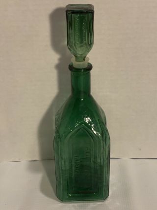 Vintage Chief Wahoo Electric Tonic Green Glass Bottle And Stopper 10”