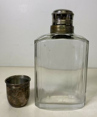 Vintage Glass Whiskey Flask With Stainless Steel Shot Glass