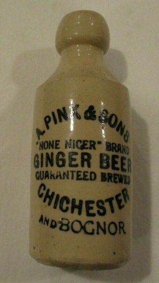 A.  Pink & Sons Ginger Beer Stoneware Bottle - Chicestler And Bognor