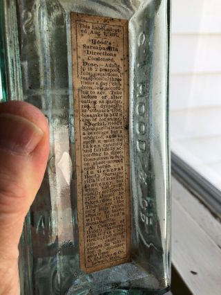 1897 Labeled Hoods Sarsaparilla Bottle Lowell Mass