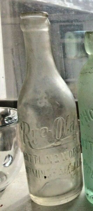 8 " Clear Glass Rye Ola Birmingham Alabama Bottling Bottle Strong Embossing