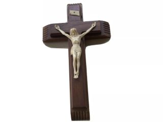 Vtg Wooden Crucifix Cross Last Rites Sick Call Set Candles Holy Water Catholic