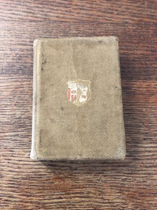Antique Soldiers Testament Pocket Bible Crest On Cover William Walls 1917