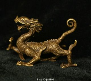 China Chinese Folk Fengshui Brass Copper Lucky Animal Dragon Statue Sculpture
