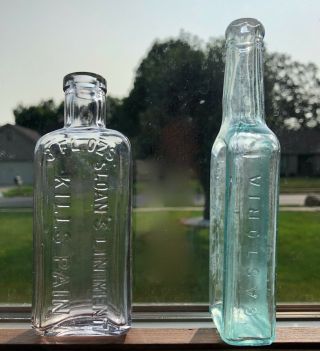 99 Cent 2 Vintage Glass Medicine Bottles Sloan 
