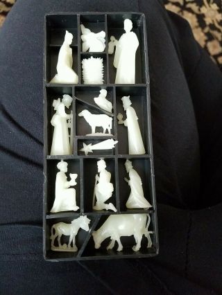 Miniature Shackman Glow In The Dark Nativity Scene Figurines Plastic