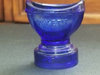 Antique Wyeth Collyrium Cobalt Blue Glass Eye Wash Cup