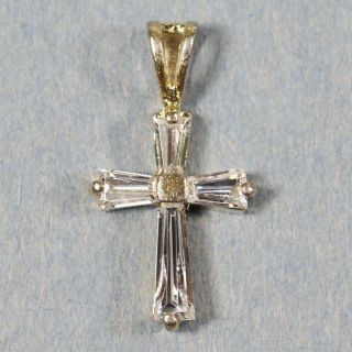 Vintage Sterling Silver Cz Religious Cross Pendant - - 1309