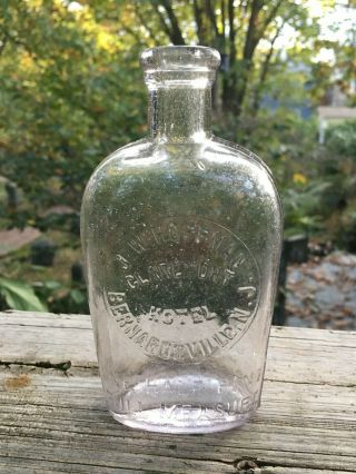 Antique Bernardsville NJ Whiskey Flask / Bottle - Claremont Hotel J.  W.  Hoffman 2