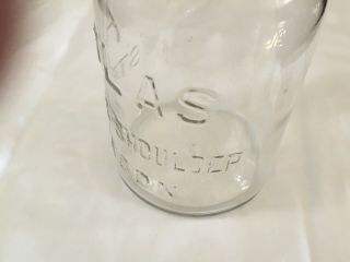 Vintage Half 1/2 Gallon Clear ATLAS STRONG SHOULDER MASON Canning Jar 2