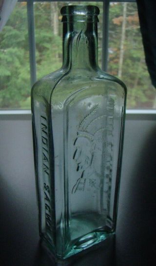 Antique Healy & Bigelow Indian Sagwa Chief Head Medicine Bottle - Haven,  Ct.