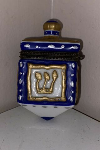 Jewish Dreidel Ceramic Collectibe Antique Hanukkah Decor Judaism Good Luck Piece