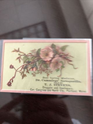 1890s Dr Cummings Sarsaparilla Medicine Advertising Card Portland Maine