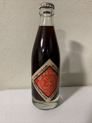Vtg Dr.  Pepper 100 Year Commemorative 1885 - 1985 10oz Glass Bottle Cap Tx Mo