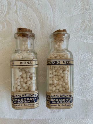 2 Antique Homeopathic Medicine Bottles Boericke & Runyon Co.  San Francisco