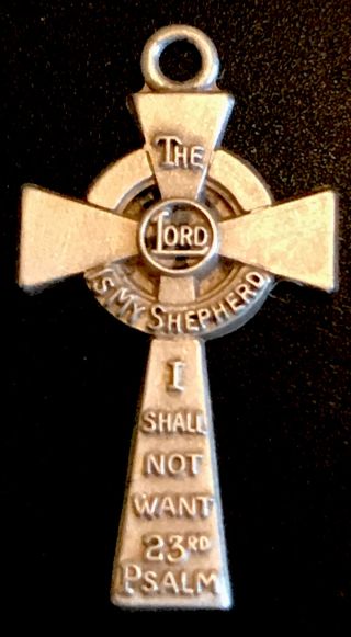 Vintage Catholic Sterling Silver 23rd Psalm The Lord Is My Shepherd Celtic Cross