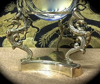 Vintage Brass Seahorse Tripod Crystal Ball Stand Fortune Telling Wiccan