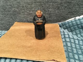 Vintage Carved Wood Monk Preist Cross Reading Bible Figurine Signed