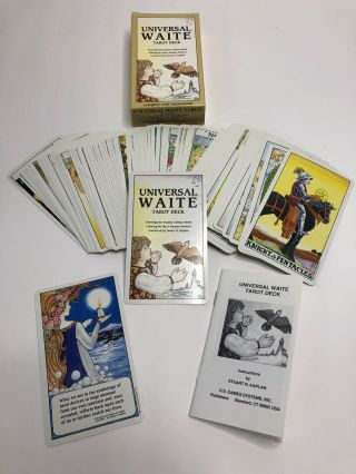 Vintage Universal Waite Tarot Deck Queen Of Pentacles Plus Pamphlet 78 Cards