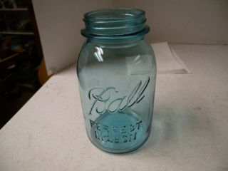 Antique,  Lucky 13 Ball Perfect Mason Quart Jar,  Blue Color