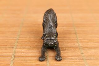 lovely Fine Chinese old bronze cat statue figure noble gift table decoration 3
