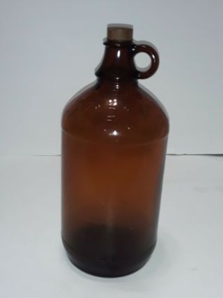 Vintage Half Gallon Amber Brown Glass Clorox Bottle Jug 6 With Lid