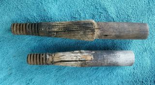 Vintage Electrical Insulator Wooden Pegs Set Of 2,  Collectable Rustic Originals