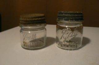 2 1910 & 1923 Vintage Half Pint Ball Perfect Mason 1/2 Pint Jar W/ Zinc Lids