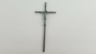 Small Vintage Wall Crucifix Inri Jesus On Cross Approx.  2 " X 4 - 1/2 " Italy H7