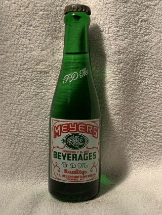 Full 7oz Meyer’s Beverages Lemon & Lime Soda Acl Soda Bottle Lockport N.  Y.