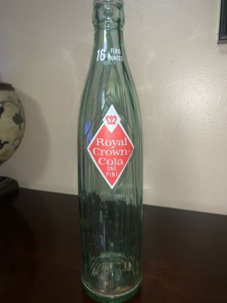 Old Vintage Royal Crown Cola Bottle Rc Soda 16oz Pop Glass 1 Pint Euc