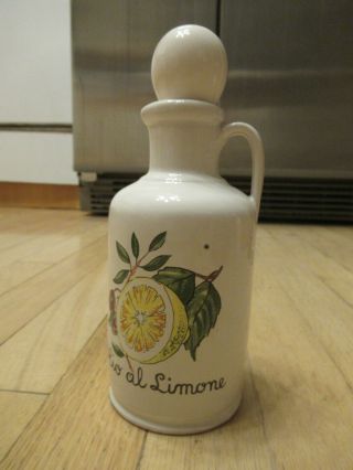 Vintage Oleificio Ranieri Ceramic Olive Al Limone Bottle Painted Italian
