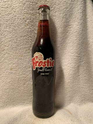 Full One Pint Frostie Root Beer Acl Soda Bottle Camden 4,  N.  J.