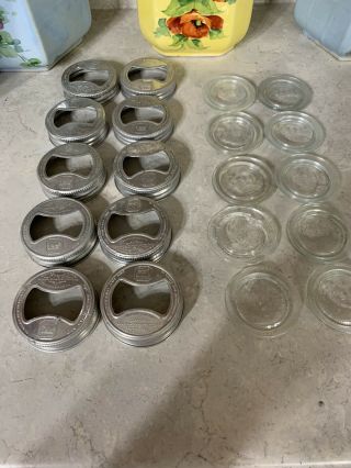 10 Vintage Presto Glass And Aluminum Canning Jar Lids