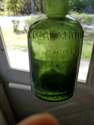 Antique Coca Mariani Olive Green Glass Bottle Cocaine Wine Tonic Paris