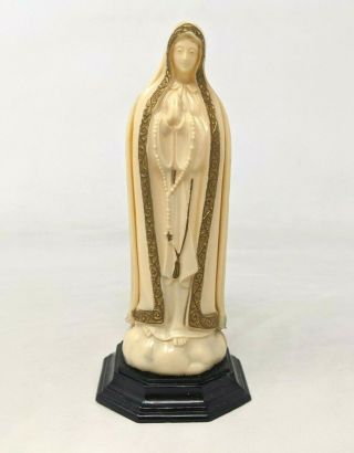 Vtg Blessed Virgin Mary Our Lady Of The Rosary Cream Plastic 6 " Statue Figurine