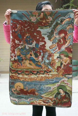 Tibetan Buddhism Cloth Silk Vajrapani Chana Dorje Thangka Thanka Hanging Mural