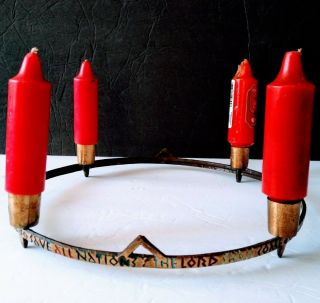 Candle Holder " The Lord Shall Come To Save All Nations " Terra Sancta Guild 1967