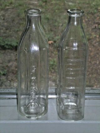 2 Vintage Glass Baby Bottles Vitax Glasco/cat And Kittens 1930 