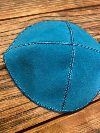 Leather Turquoise Kippah Yarmulke Kippa Holy Tribal Jewish Hat Covering Cap