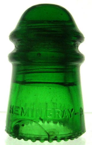 Cd 106 7 - Up Green Hemingray - 9 Antique Glass Telegraph Insulator Scarce Color