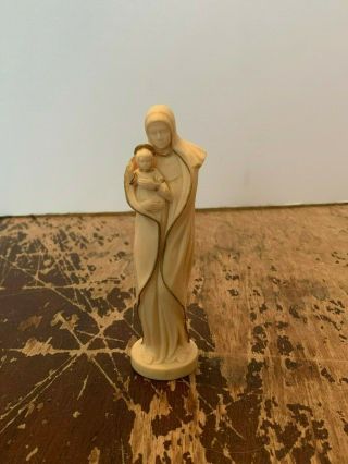 Vintage Virgin Mother Mary Holding Infant Jesus Christ Plastic Statue 5 Inch